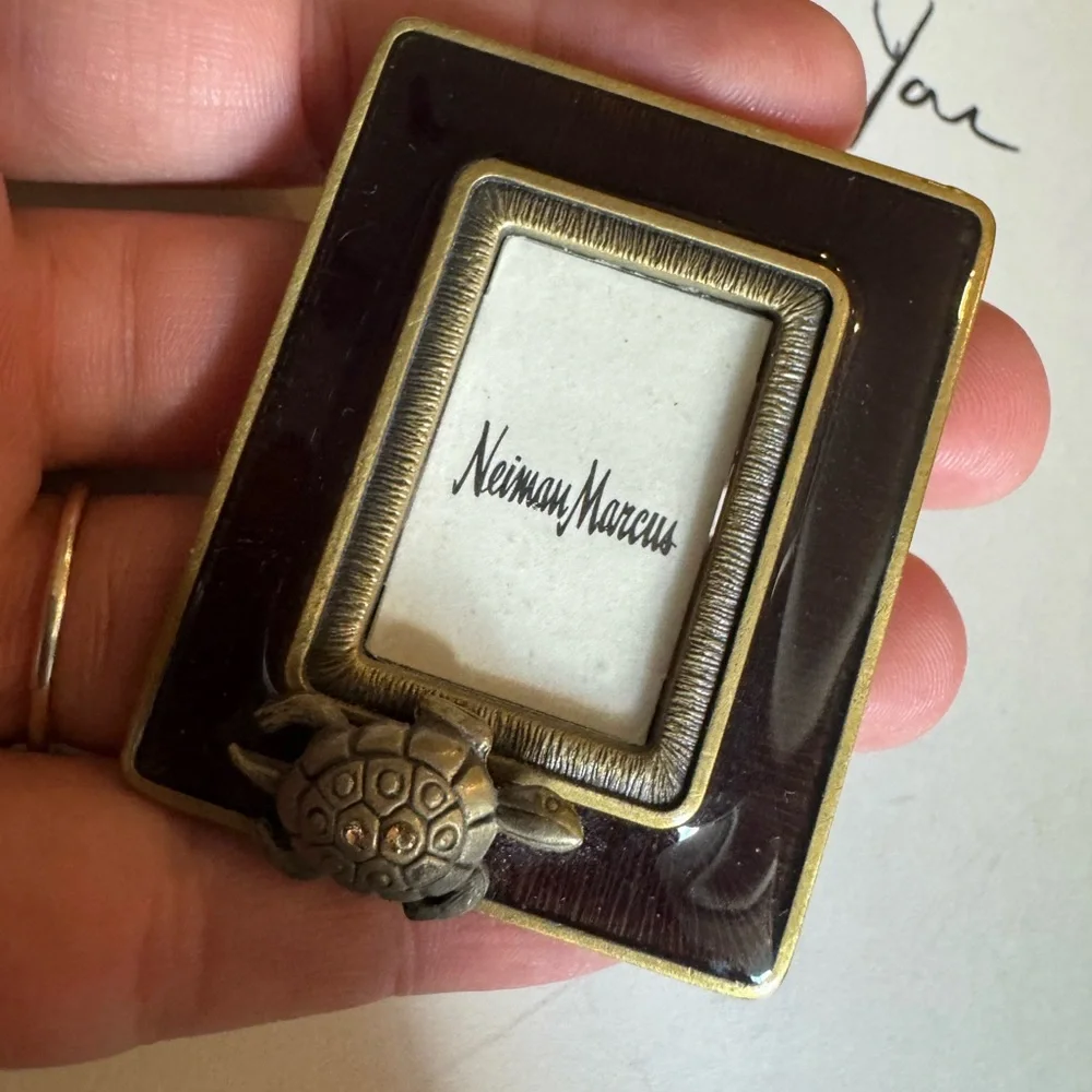 Jay Strongwater For Neiman Marcus Crystal Turtle Mini Frame W/ Clip & Easel